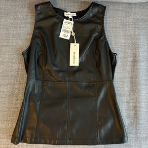 Heartloom Black Vegan Leather Sleeveless Top